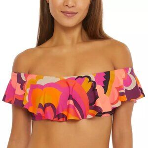 Trina Turk 'Fan Faire' Printed Off-The-Shoulder Bandeau Bikini Top, Multicolor